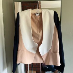 DIANE VON FURSTENBERG Feriha Colorblock Open Blazer / Jacket Cream /White / Navy